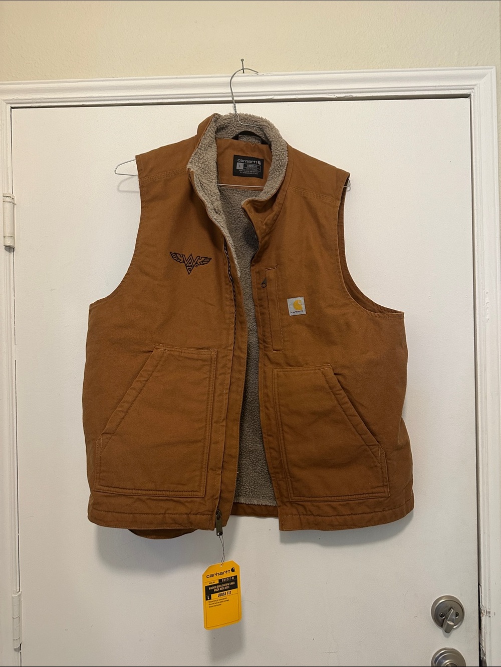 Carhartt Brown Sherpa-Trim Duck Canvas Vest